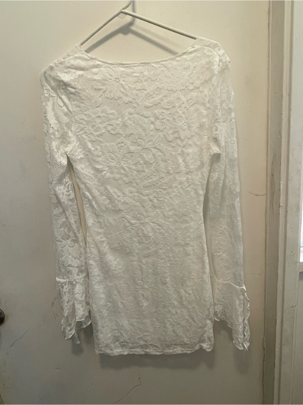 SHEIN White Lace Long Sleeve Floral dress